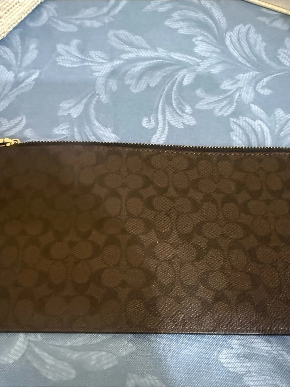 COACH Signature Slim Long Zip Clutch Pouch Wallet Bag